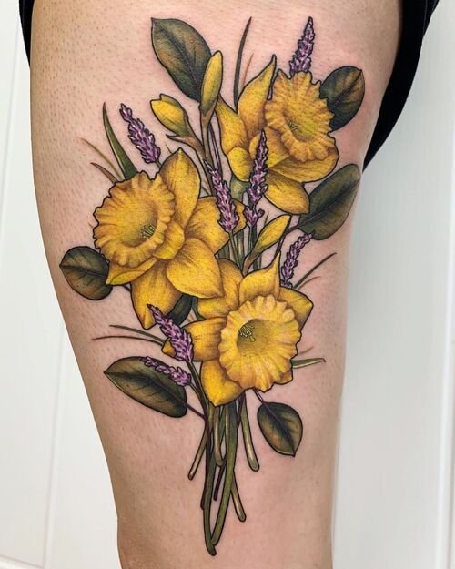 Narcissus Flower Bouquet Tattoo Idea
