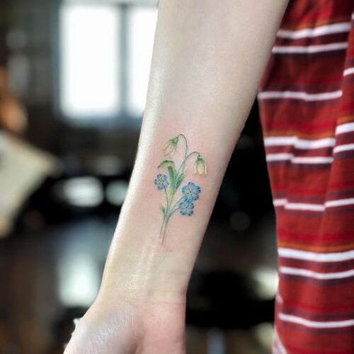 Snowdrop Outline Birth Flower Tattoo