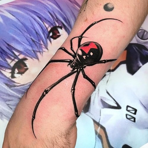 Intricate Black Widow Ink Design