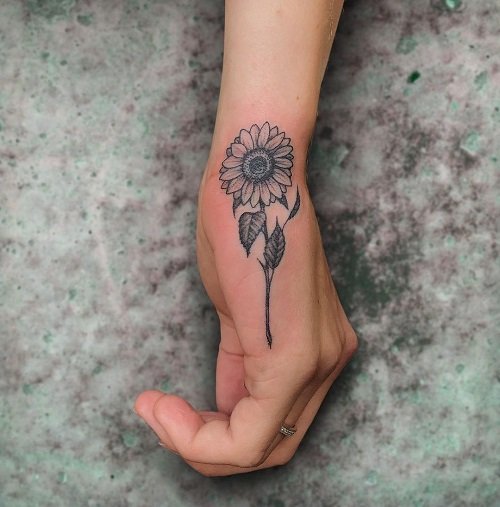 Mini Small Sunflower Tattoo 29