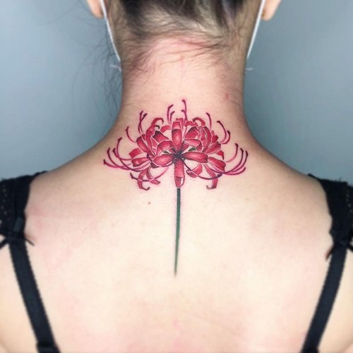 Spider Lily on the Back tattoo