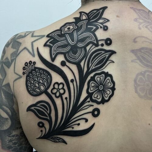 Dark Daffodil and Thistle Back Piece