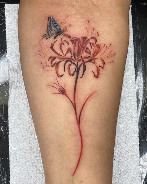 Rustic Spider Lily Tattoo