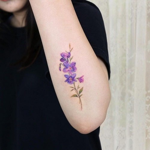 Violets on the Arm for Birth Month