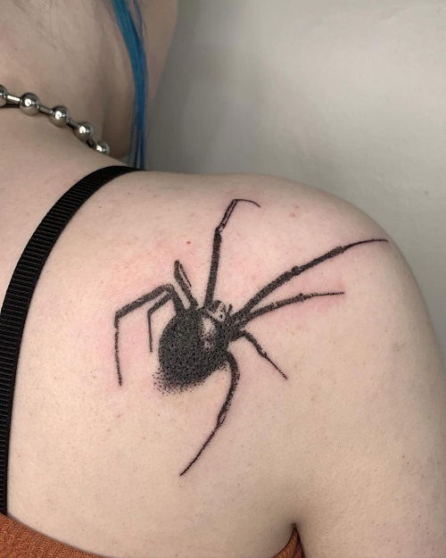 Shaded Black Widow Tattoo Spider