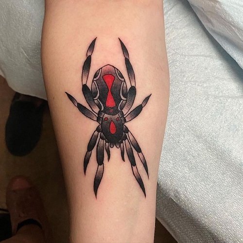 Traditional Ink of Black Widow Spider