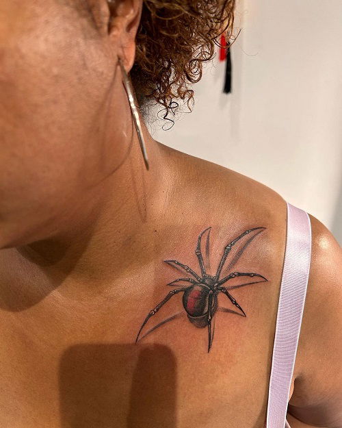 Black Widow Spider on Collarbone