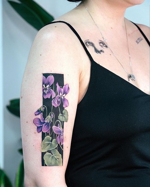 Violets on the Arm as Birth Flowers