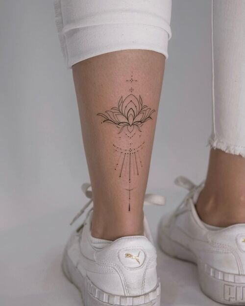 Small Ornamental Lotus Flower Design tattoo