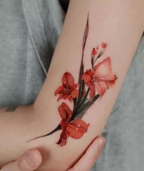 Gladiolus Flower Tattoo 9