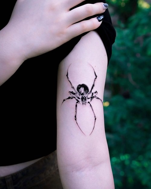 Black Widow with White Highlights tattoo