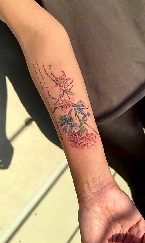 Lily and Carnation Combo tattoo