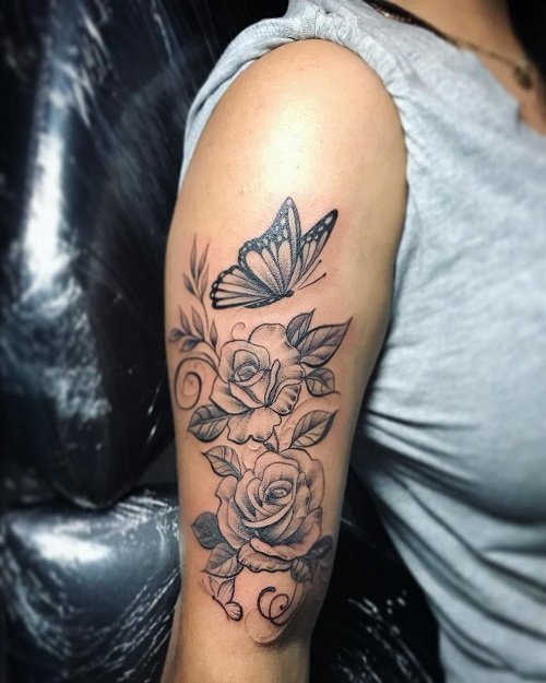 Tattoos With Roses and Butterflies 11