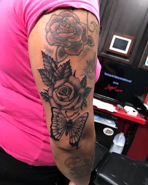 Tattoos With Roses and Butterflies 13