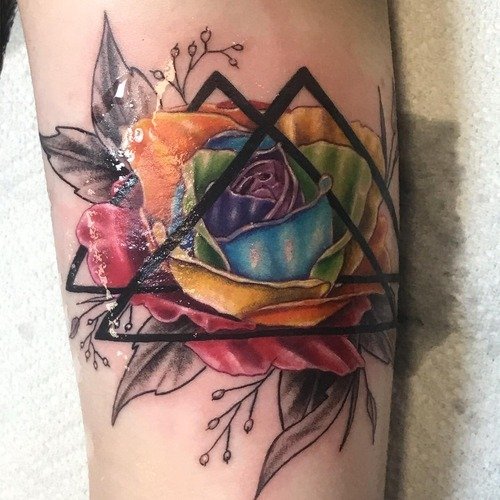 Rainbow Chakra Rose Tattoo