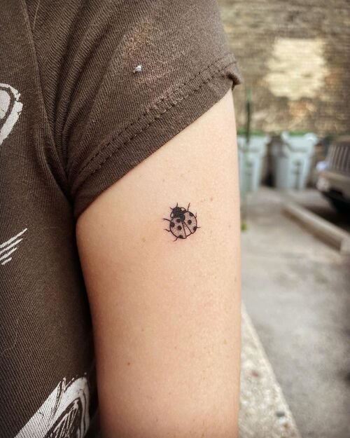Tiny Ladybug on the Arm tattoo
