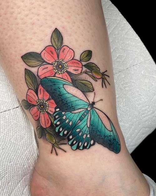 Tattoos With Roses and Butterflies 15