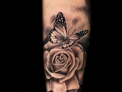 Tattoos With Roses and Butterflies 17