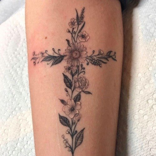 Cross of Flowers tattoo ideas