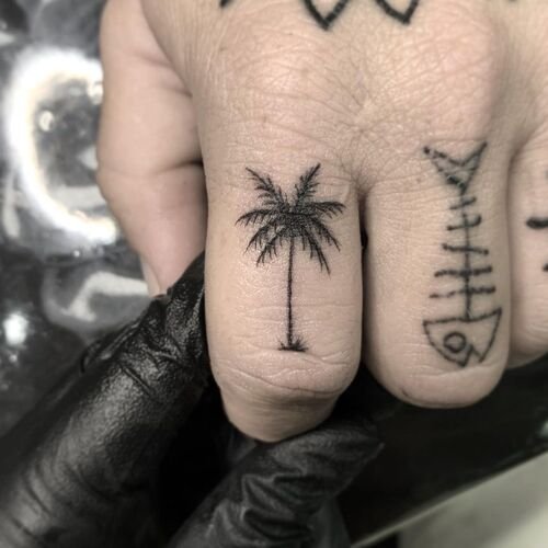 Palm Tree on Finger tattoo ideas