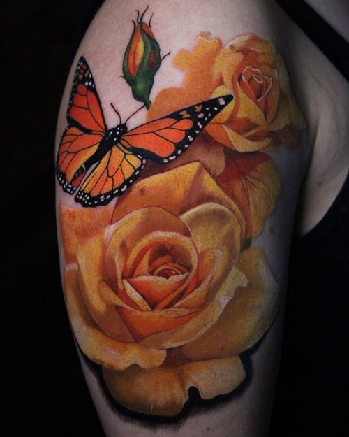 Tattoos With Roses and Butterflies 19