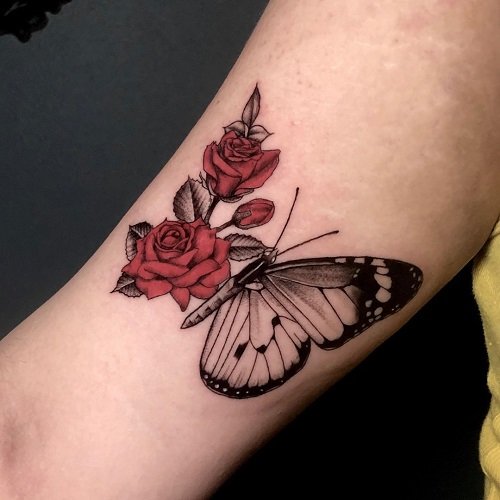 Tattoos With Roses and Butterflies 21