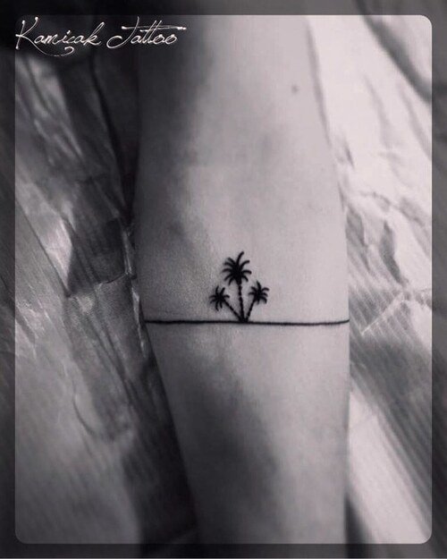 Small Palm Tree Band tatto ideas
