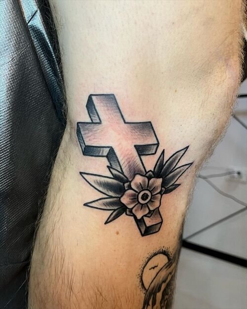 Cross With Flowers Tattoo 23