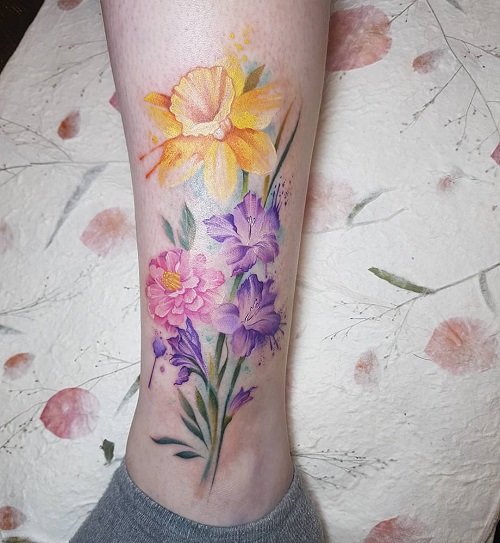 Daffodil March Birth Tattoo Flowers