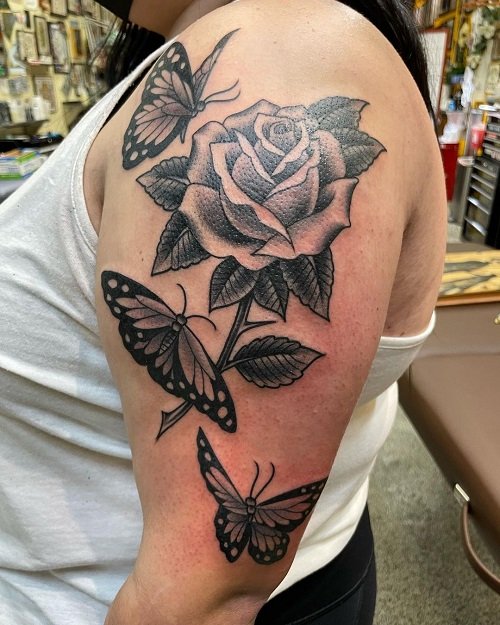 Tattoos With Roses and Butterflies 25