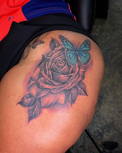 Tattoos With Roses and Butterflies 27