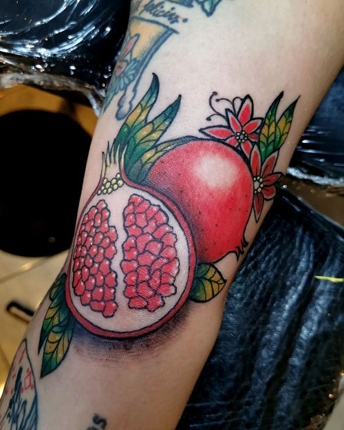 Neotraditional Pomegranate tattoo