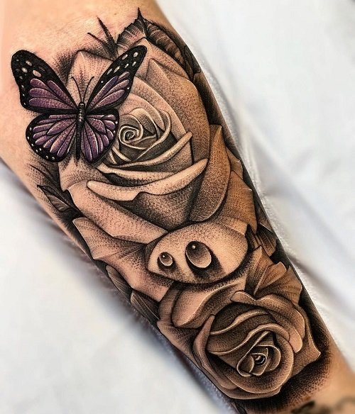 Tattoos With Roses and Butterflies 3
