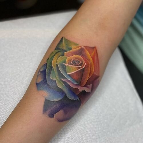 Realistic Rainbow Rose
