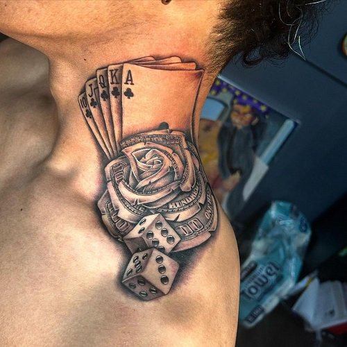Roses With Money Tattoo Designs 3