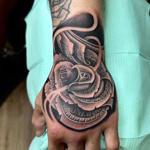 Roses With Money Tattoo Designs 7
