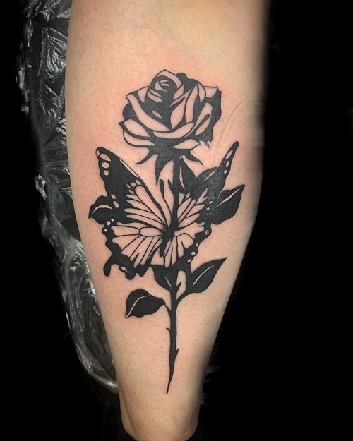 Tattoos With Roses and Butterflies 35