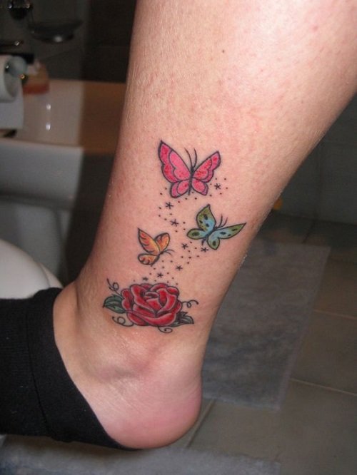 Tattoos With Roses and Butterflies 37