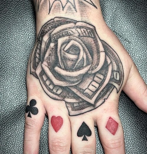 Roses With Money Tattoo Designs 10