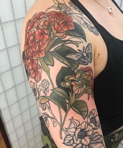 Brown Hydrangea Ink tattoo ideas