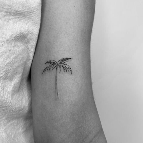Fine Line Palm Tree Small Tattoo 5