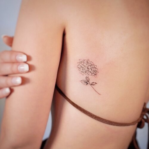 Simple Hydrangea Outline tattoo ideas