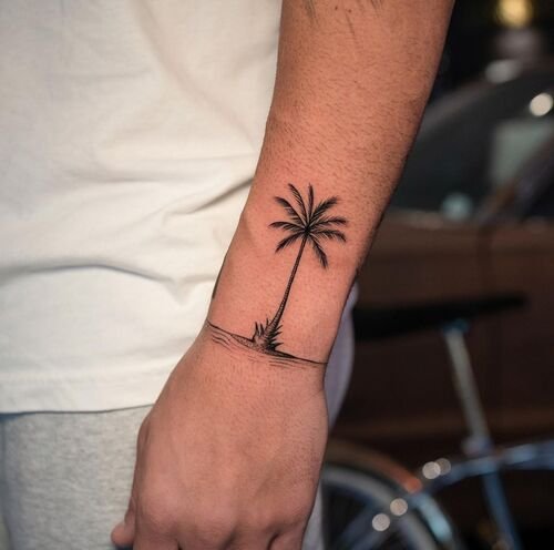 Palm Tree Wristband Tattoo