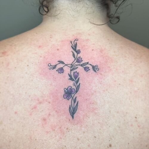 Floral Cross Design Tattoo 7