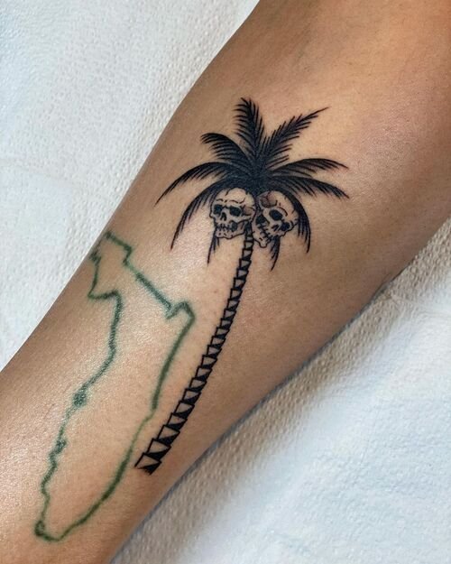 Palm Tree with Skulls Tattoo 7