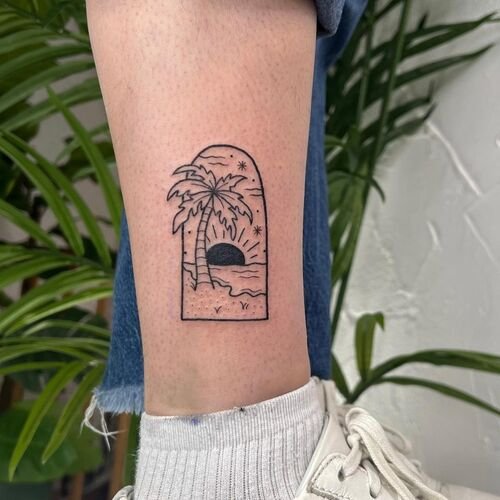 Small Palm in an Archway tattoo