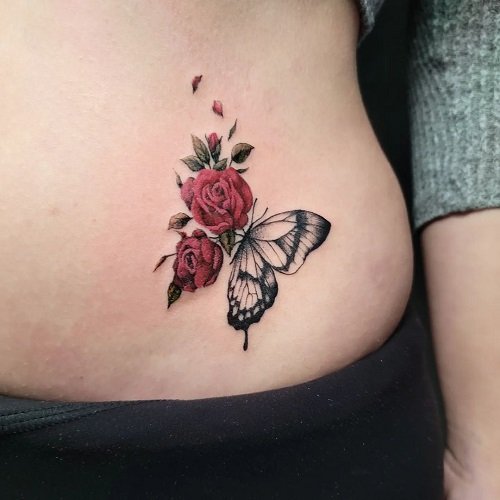 Tattoos With Roses and Butterflies 9