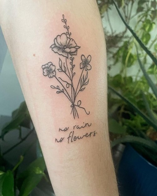 No Rain No Flowers Tattoo 3