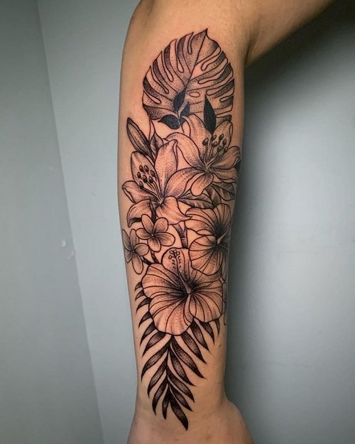 Lovely Tropical Flora Tattoo
