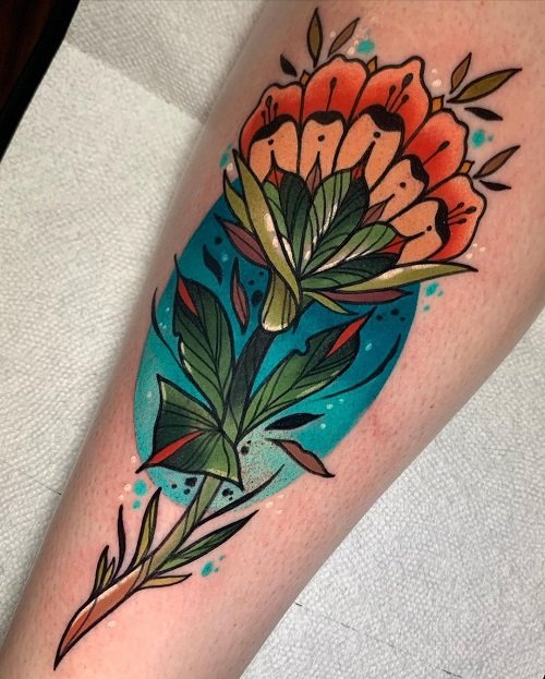 Neotraditional Tropical Flower  Tattoo Ideas 